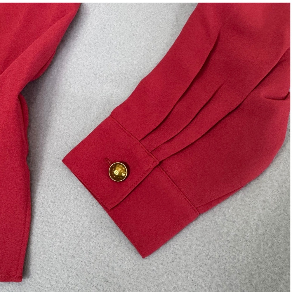 Soft Surroundings Blouse Women PXS Pleated V-Neck Work Office Professional Red - Picture 4 of 9